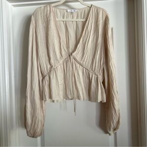 Frame Denim Cream V-Neck Blouse